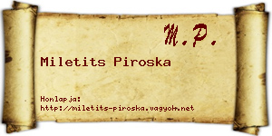 Miletits Piroska névjegykártya